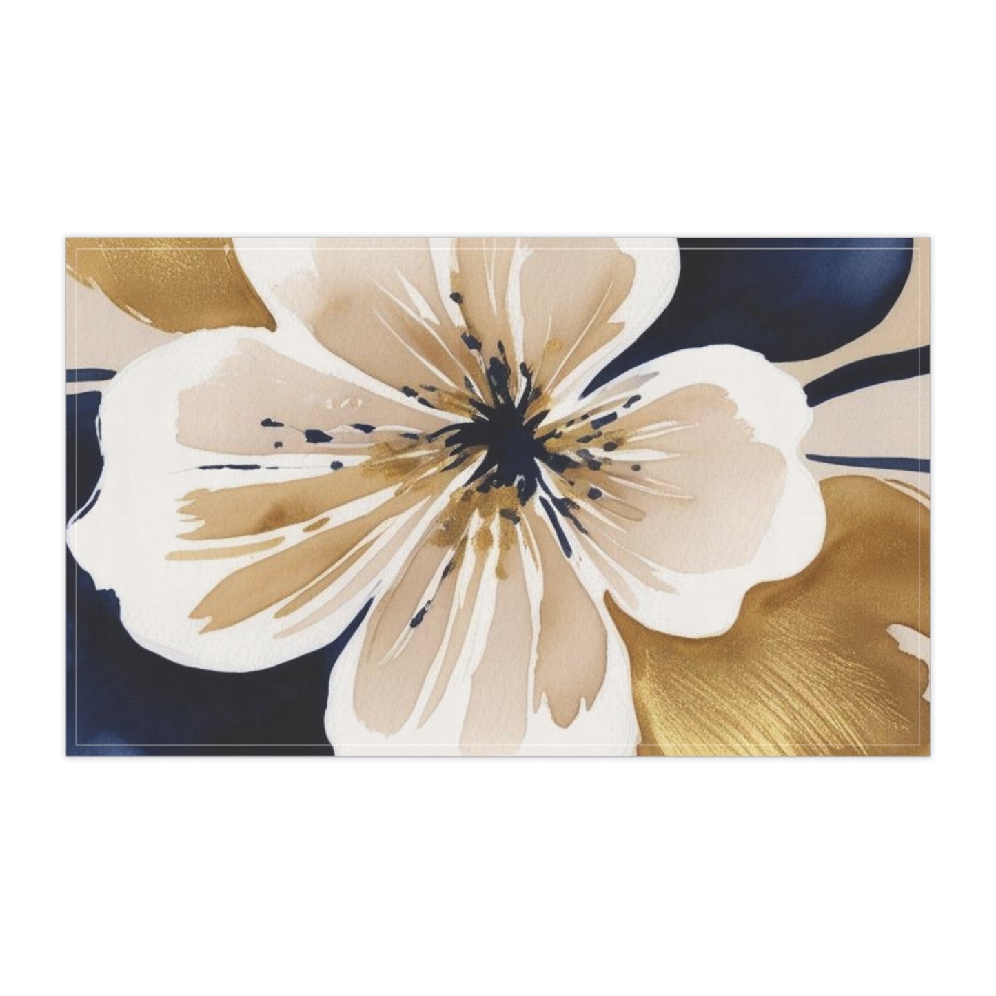 Floral Gold & Navy Tea Towels (cotton, poly)