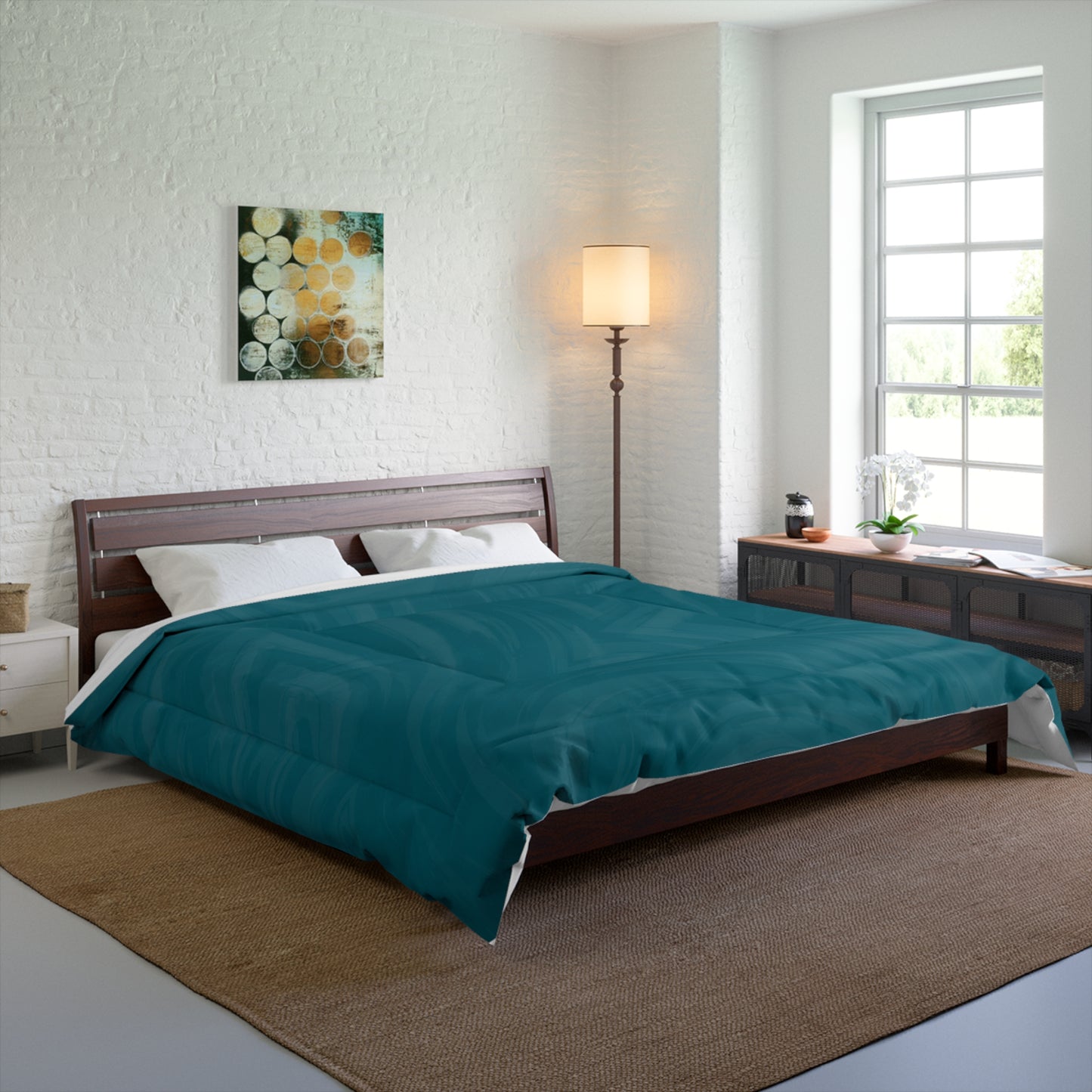 Teal Wave Comforter – Modern Minimal Bedroom Bedding