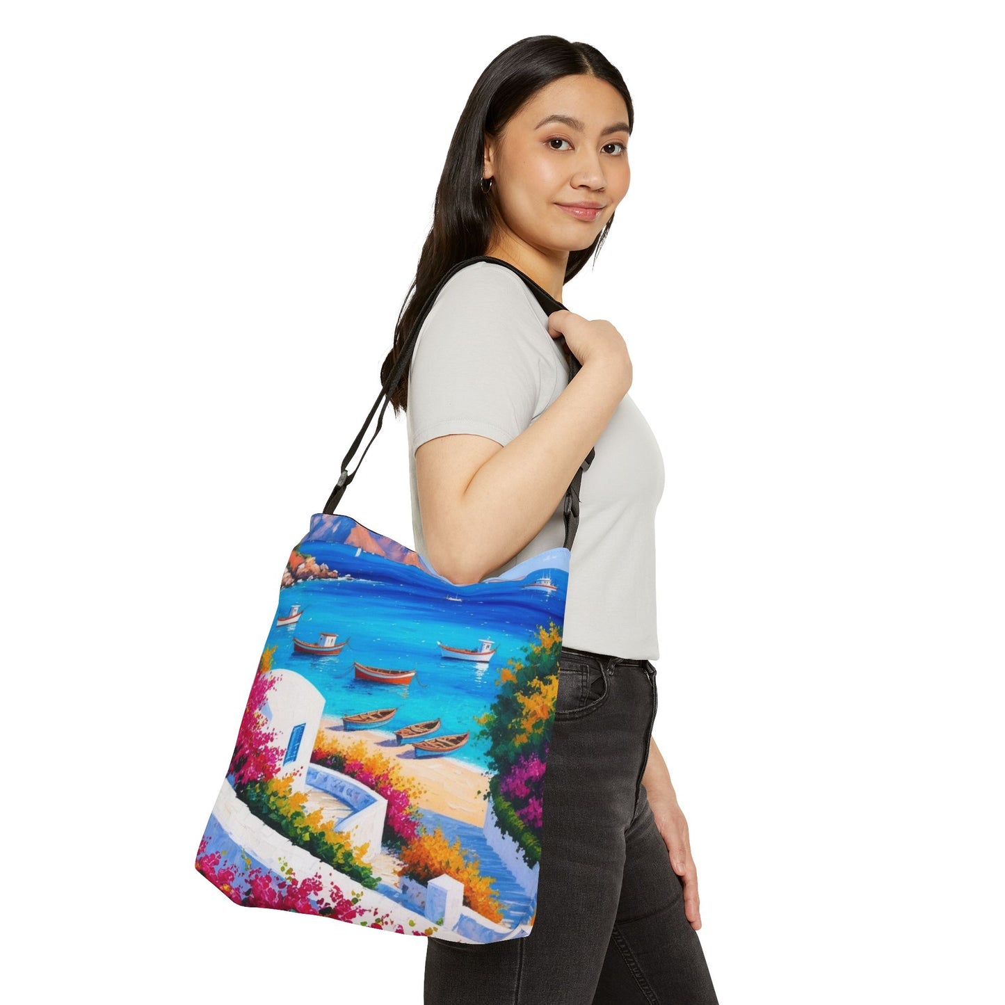 Grecian Seaside Adjustable Tote Bag (AOP)