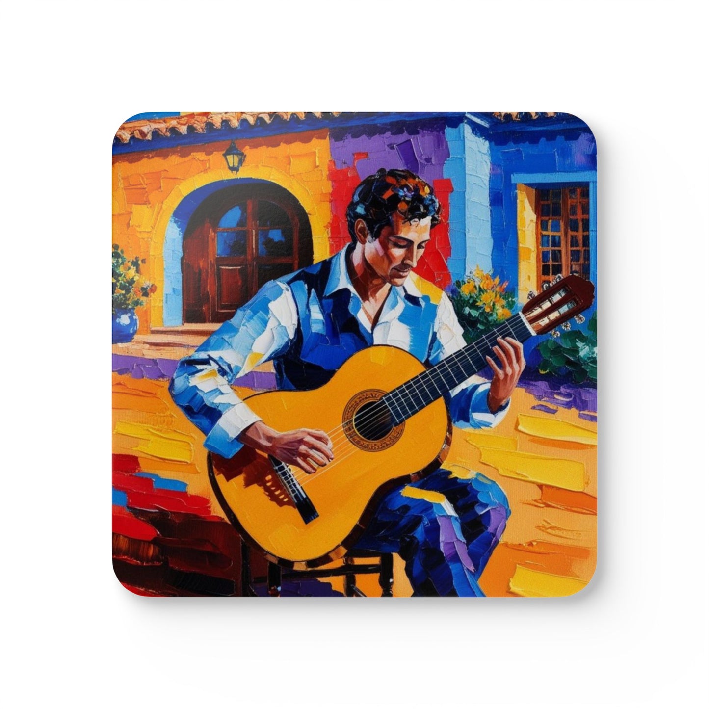 Spanish Guitar Corkwood Coaster Set