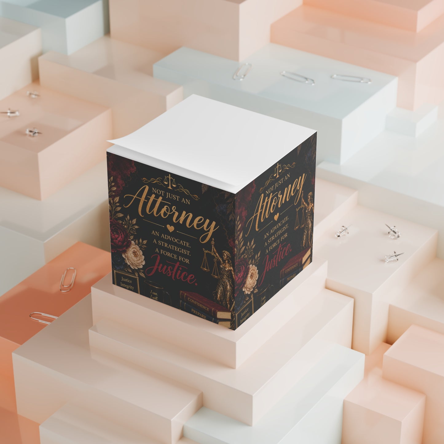 Attorney Note Cube — "Not Just an Attorney" Inspirational Legal Desk Gift
