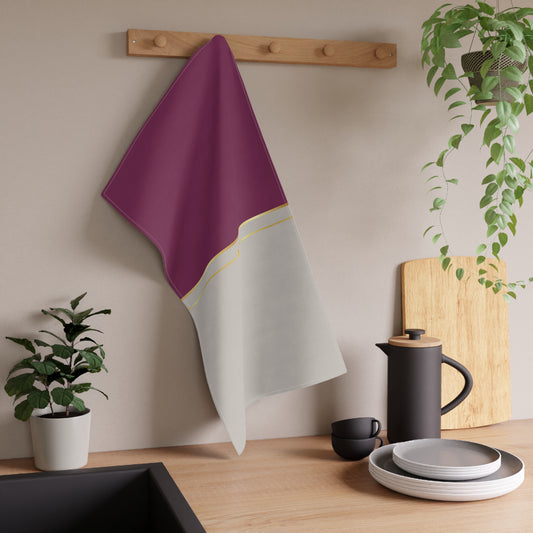 Fuchsia and Taupe Haven Tea Towels (cotton, poly)