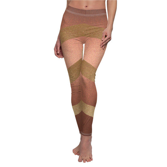 Bronze/Gold Women's Cut & Sew Casual Leggings (AOP)