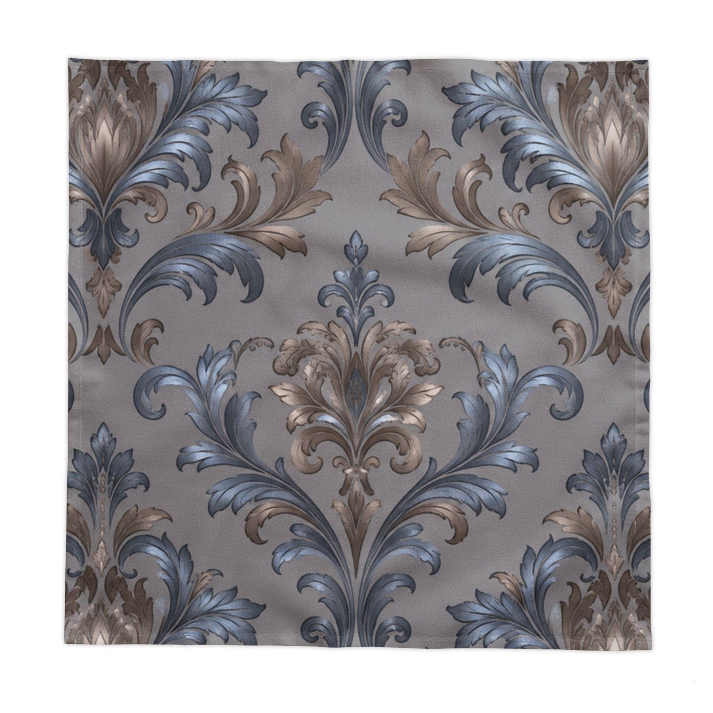 Elegant Blue Gray Damask Motif Table Linen