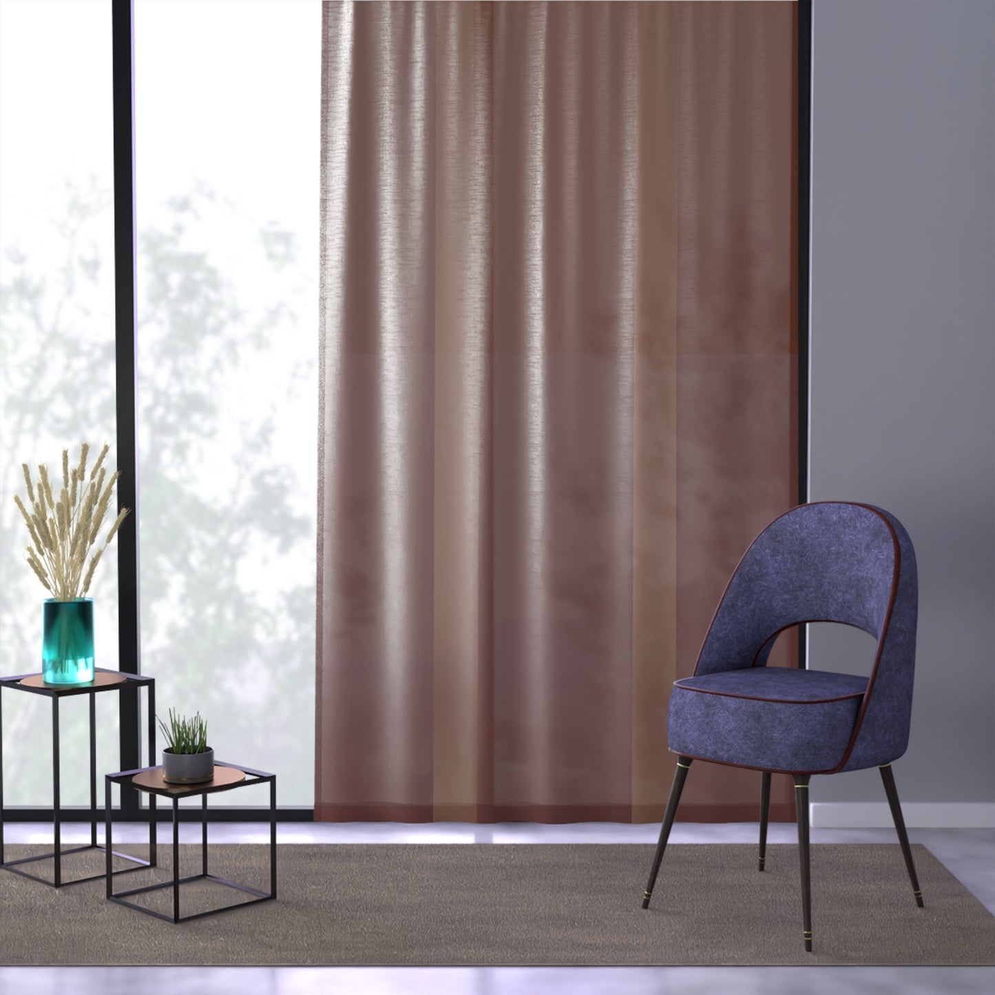 Down to Earth Tone Sheer Curtain Window Curtain