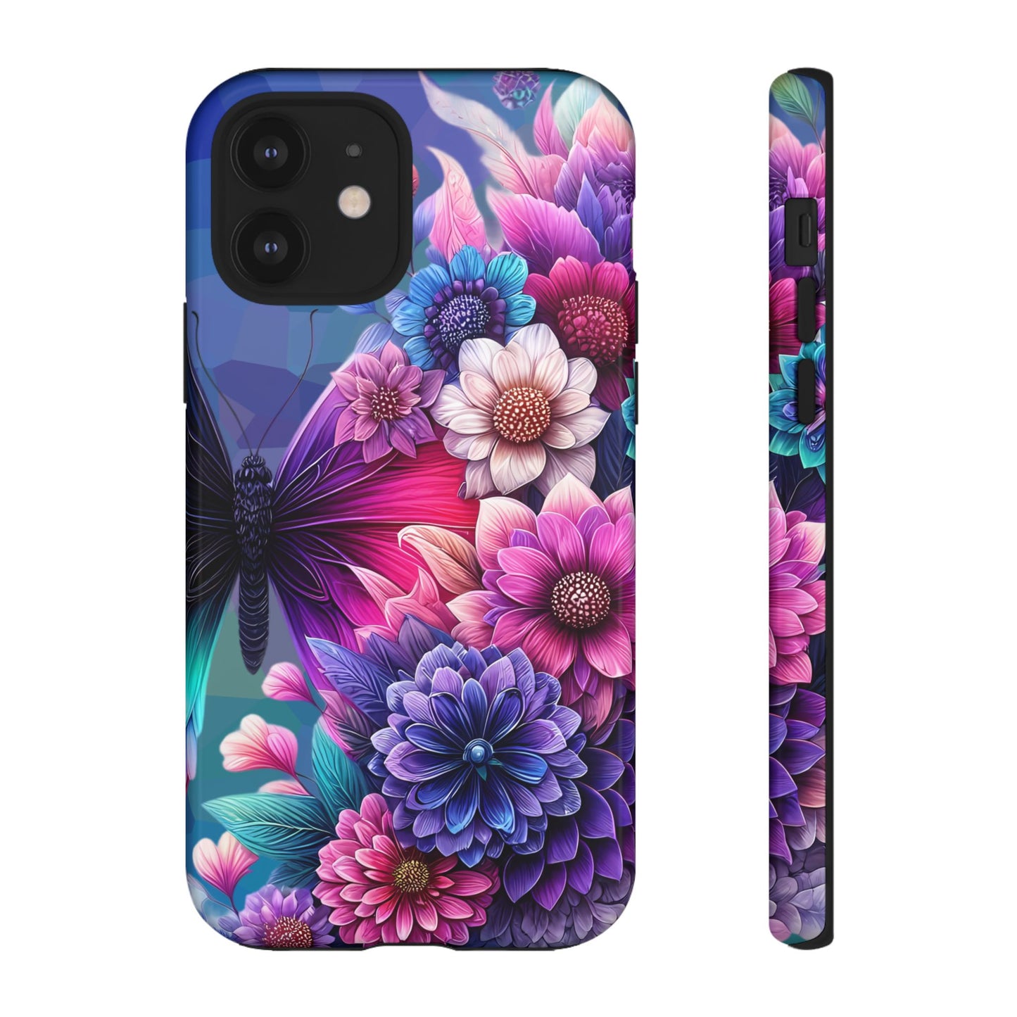 Butterfly Bloom Tough Phone Case — Vibrant Purple Blossom Protective Cover