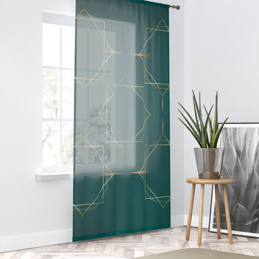 Gilded Elegance (Dark Teal) Sheer Window Curtain