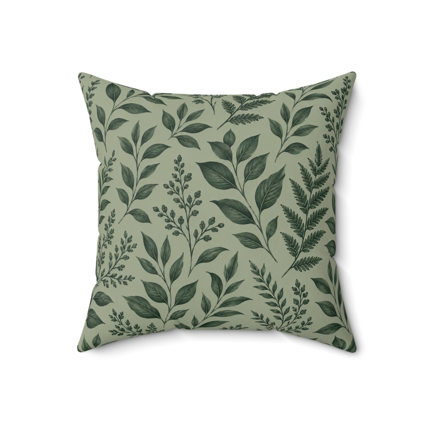 Botanical Green Leaf Throw Pillow – Decorative Cushion