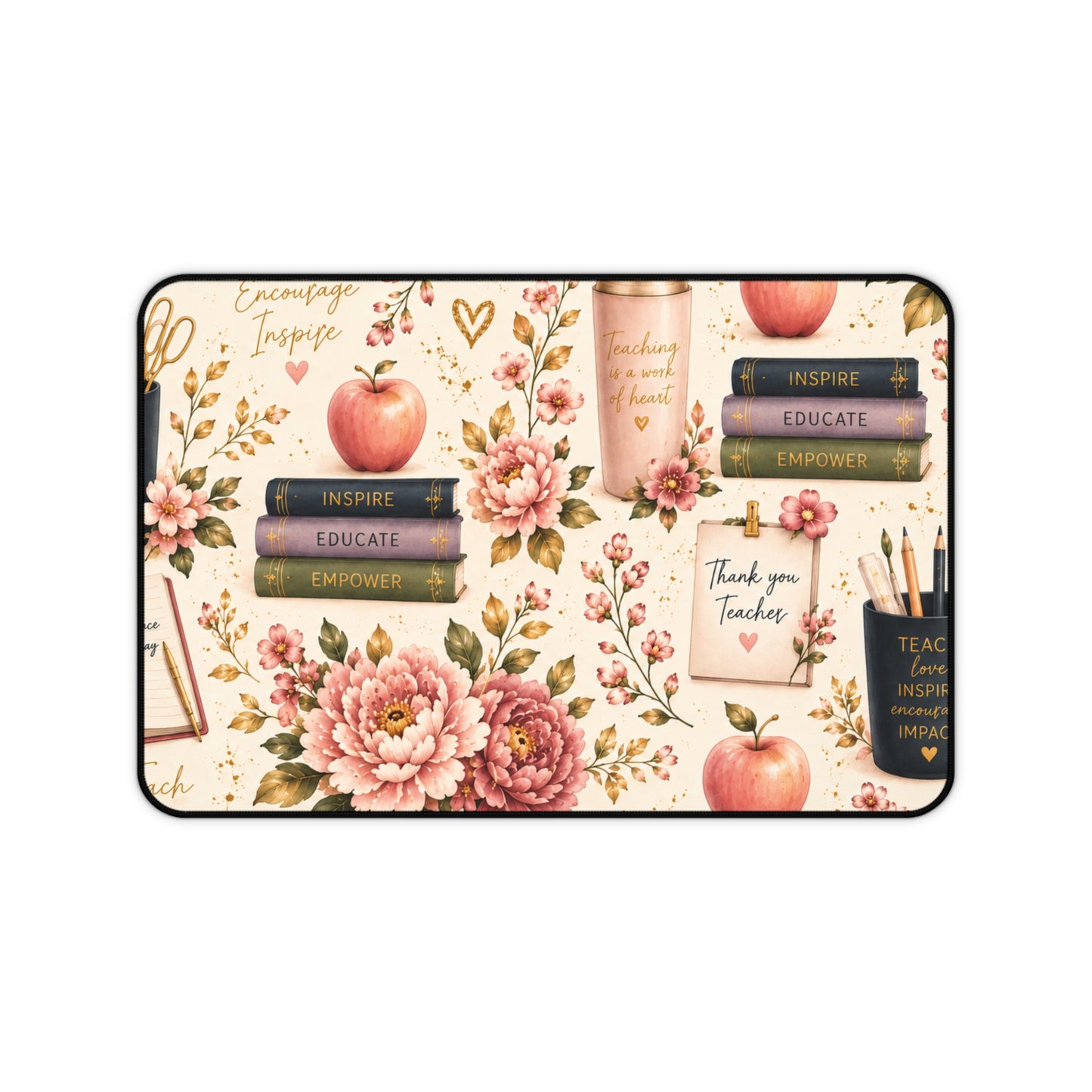 Teacher Appreciation Floral Desk Mat — 'Thank You Teacher' Laptop Mousepad