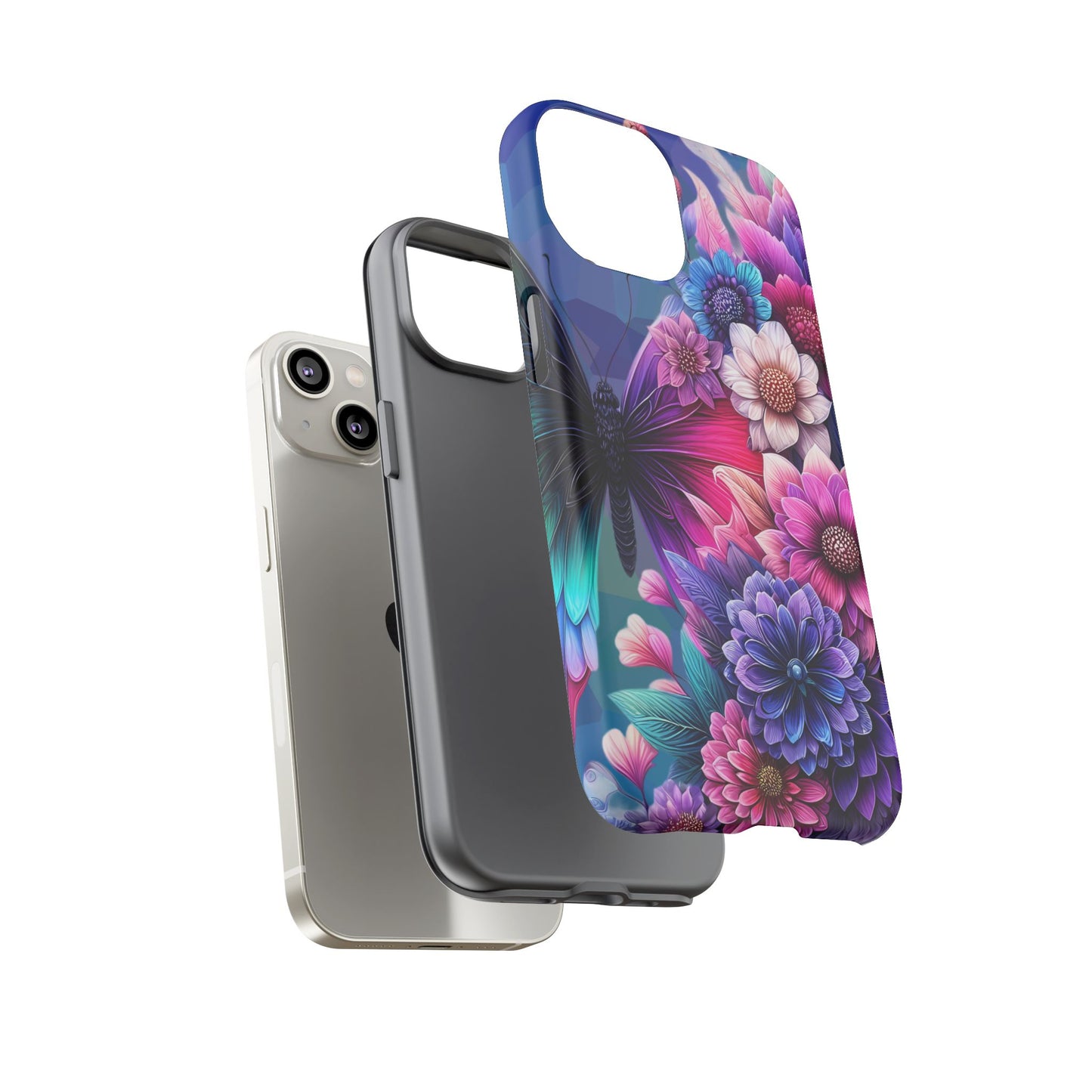 Butterfly Bloom Tough Phone Case — Vibrant Purple Blossom Protective Cover
