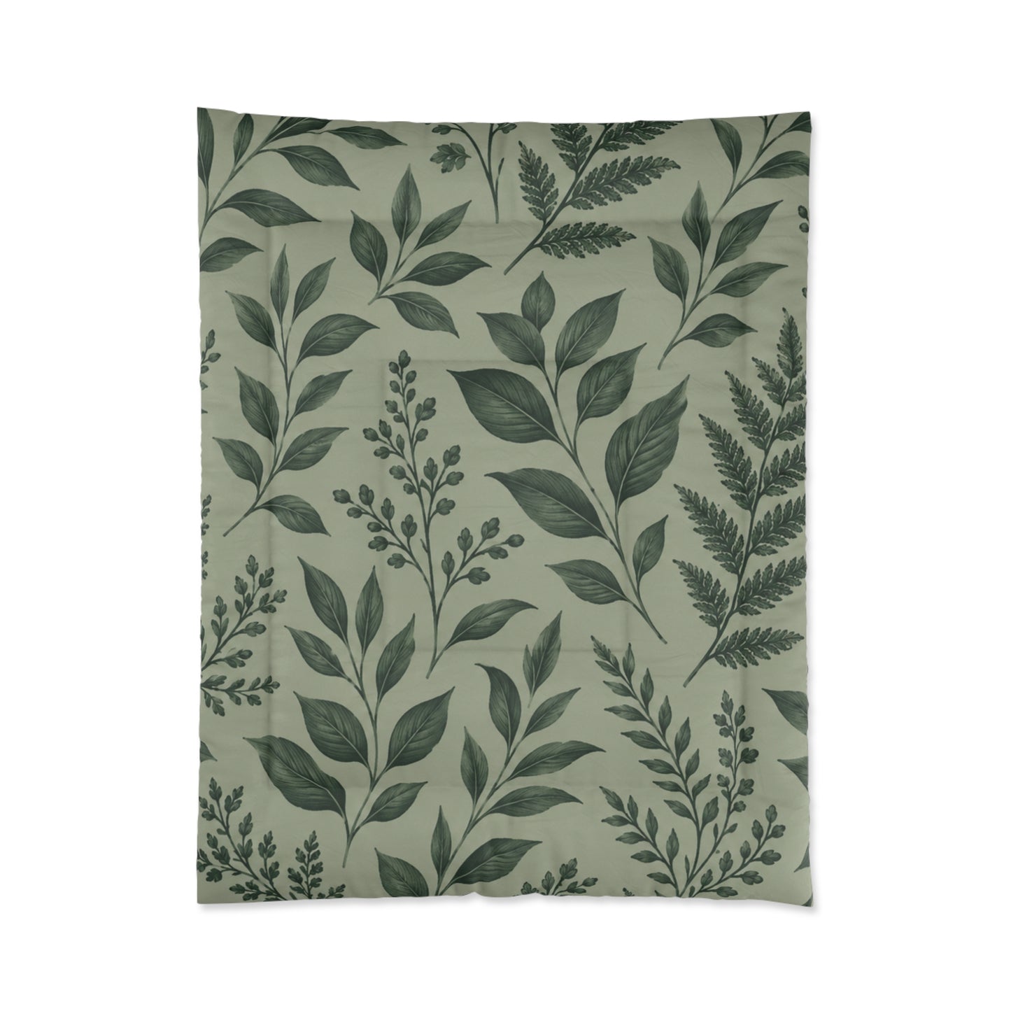 Botanical Green Leaf Comforter — Calming Nature Bedroom Duvet