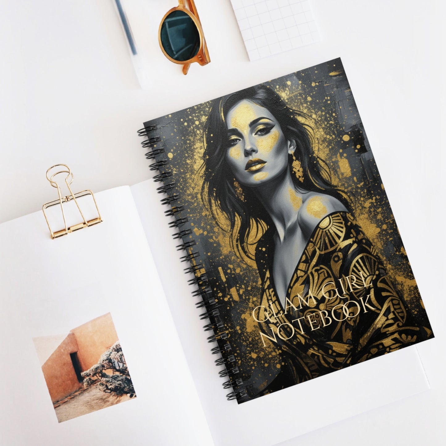 Glam Girl (Gold/Black) Spiral Notebook - Ruled Line