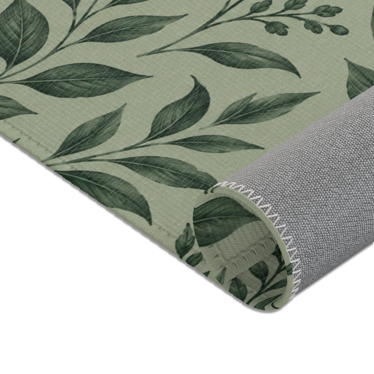 Botanical Green Area Rug – Sage Green Floral Pattern