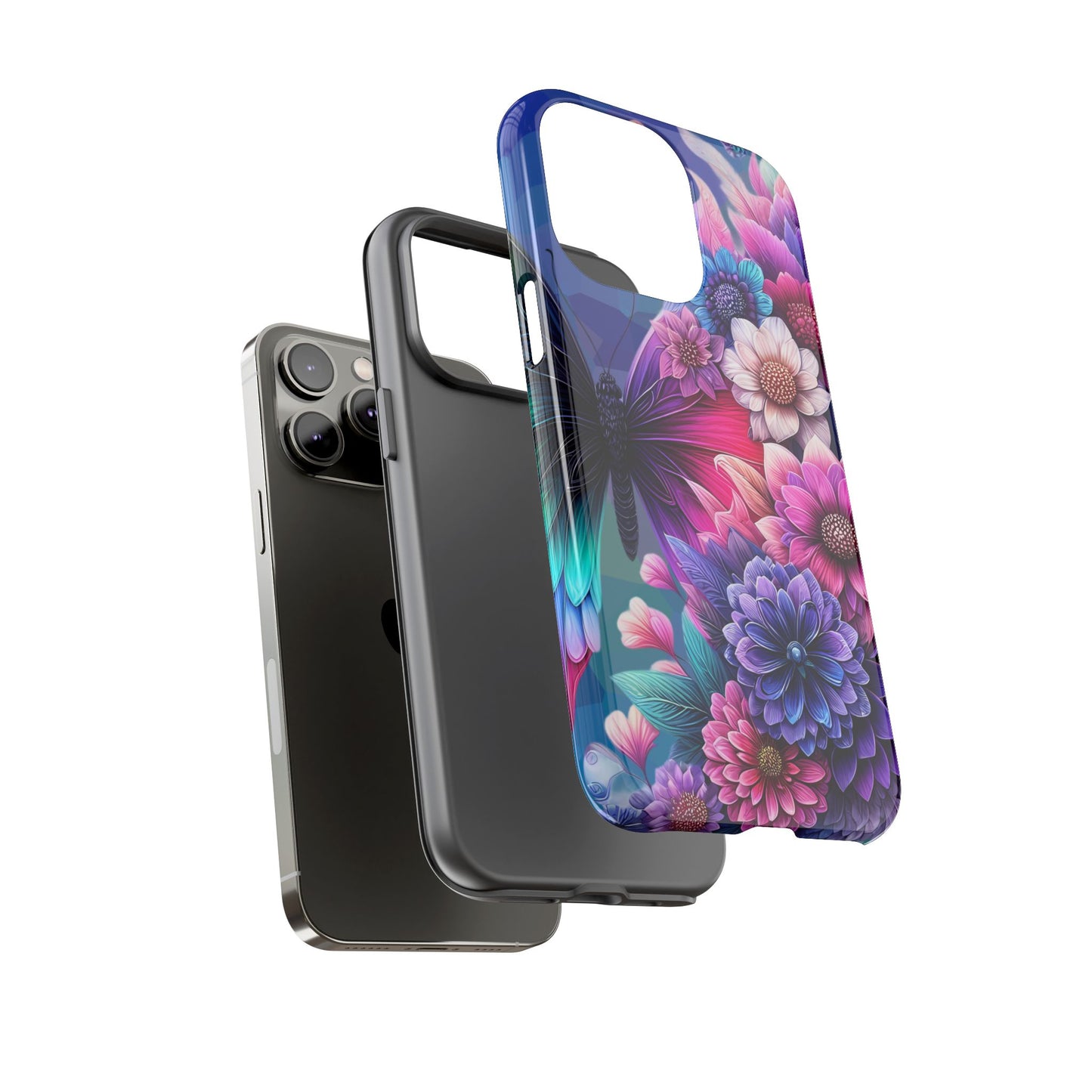 Butterfly Bloom Tough Phone Case — Vibrant Purple Blossom Protective Cover