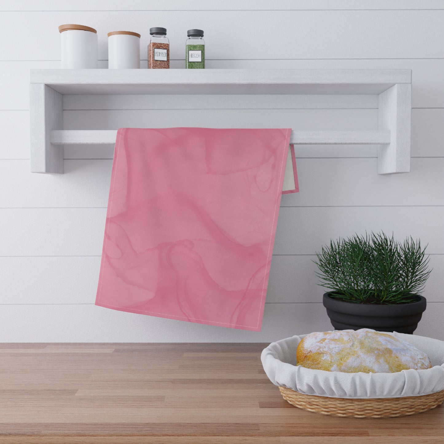 Pink Blush Tea Towel - Soft Marble Kitchen Linen
