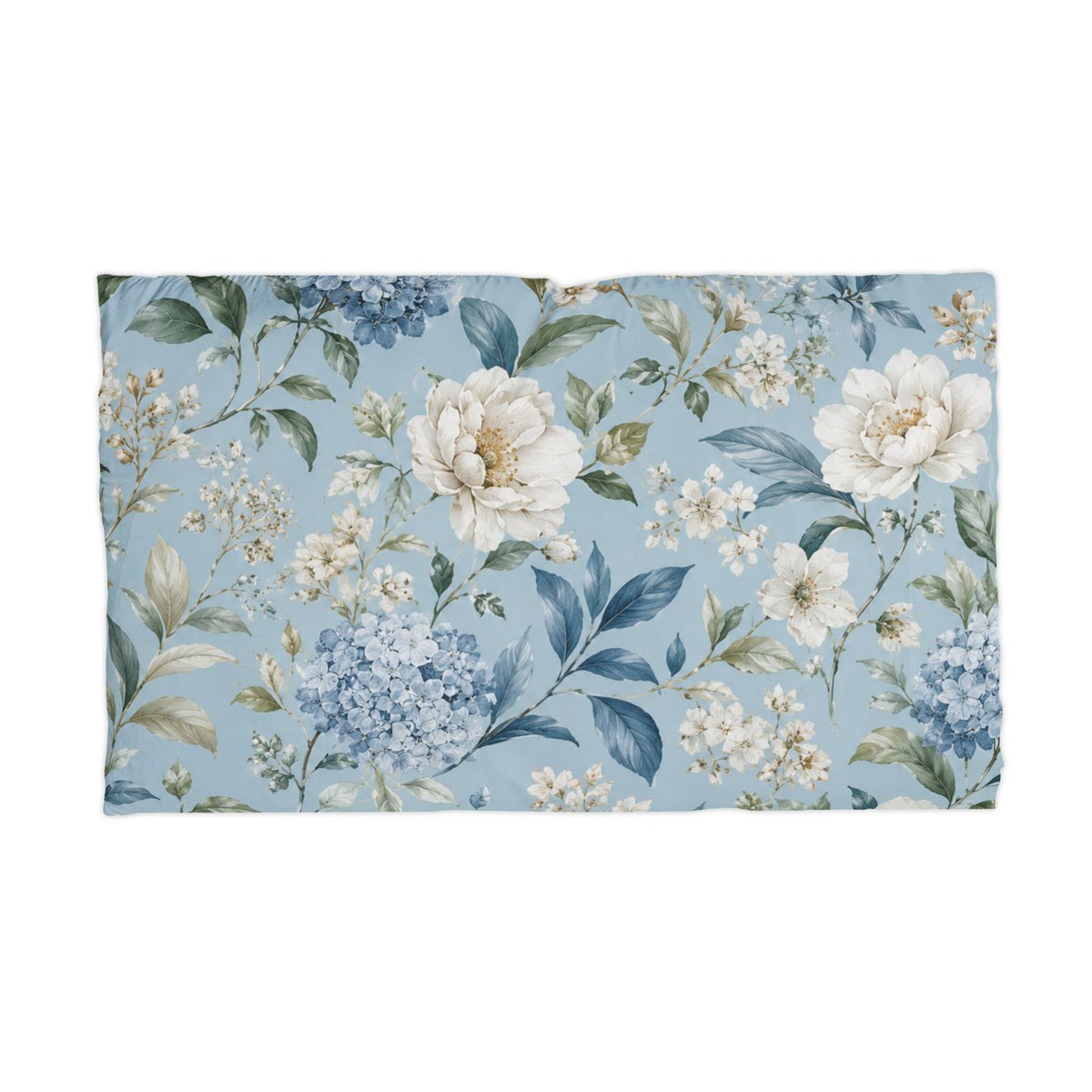 Blue Vintage Hydrangea & Peony Microfiber Pillow Covers
