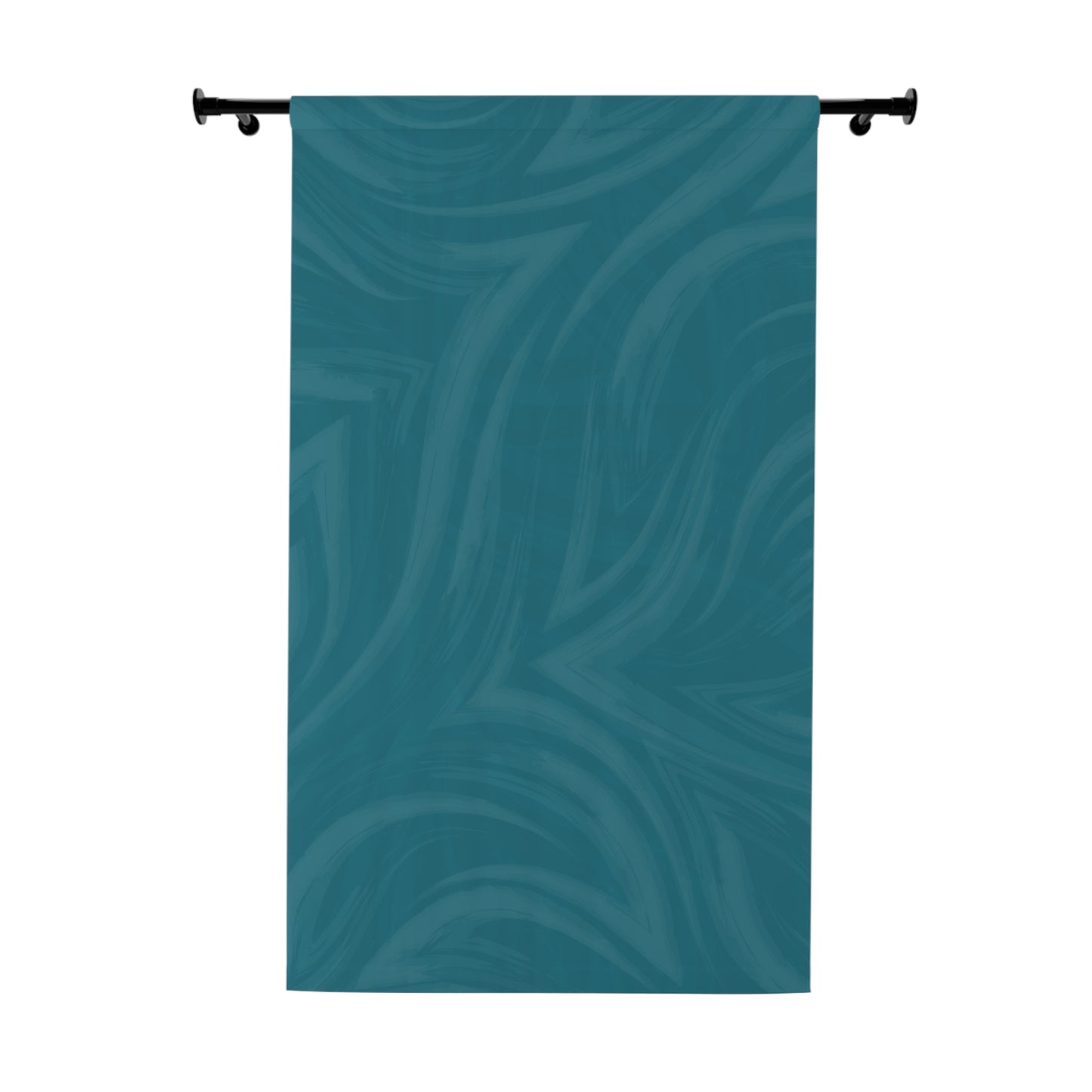 Teal Wave Window Curtain — Single Panel Decorative Drapery