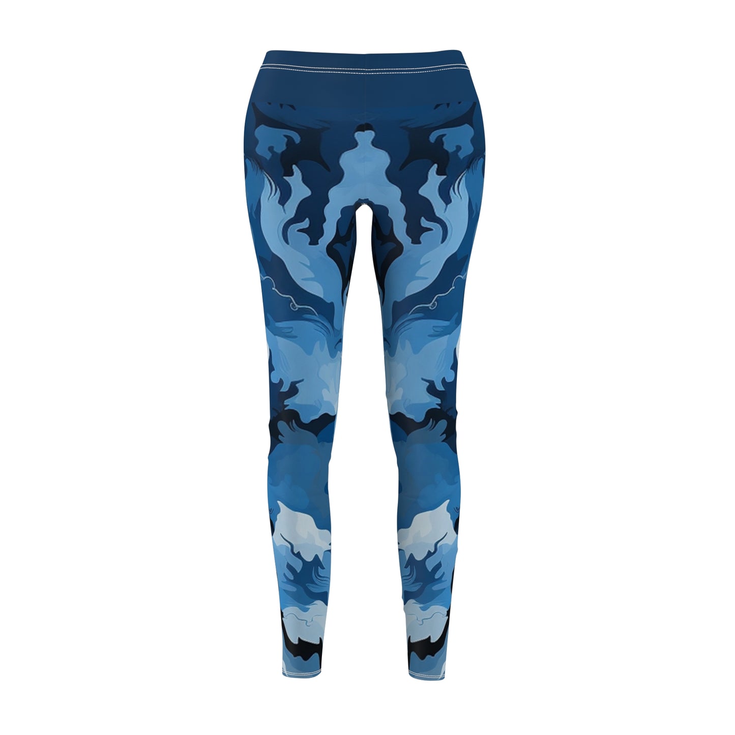 Blue/Gray Camo Women's Cut & Sew Casual Leggings (AOP)