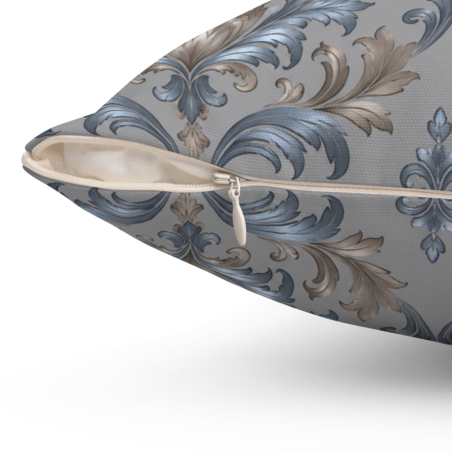 Elegant Blue Gray Damask Throw Pillows