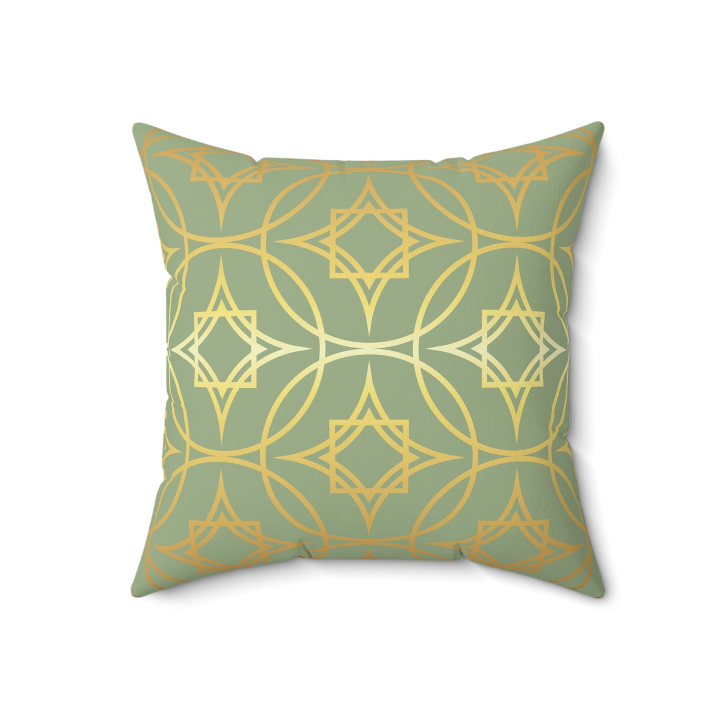Gilded Geometric Decorative Pillow — Sage Green & Gold Luxe Throw Pillow