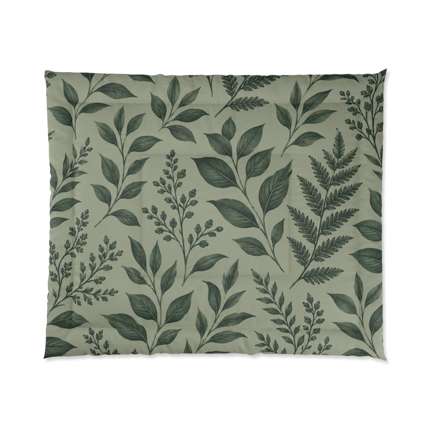 Botanical Green Leaf Comforter — Calming Nature Bedroom Duvet