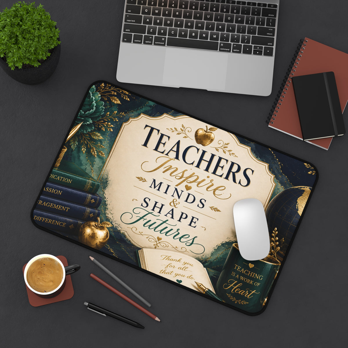 Teacher Appreciation Desk Mat - "Teachers Inspire Minds & Shape Futures" Appreciation Gift for Educators