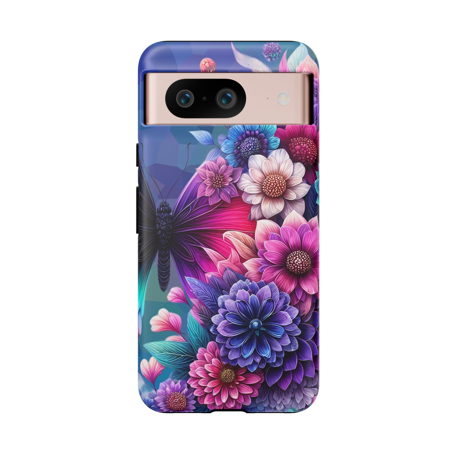 Butterfly Bloom Tough Phone Case — Vibrant Purple Blossom Protective Cover