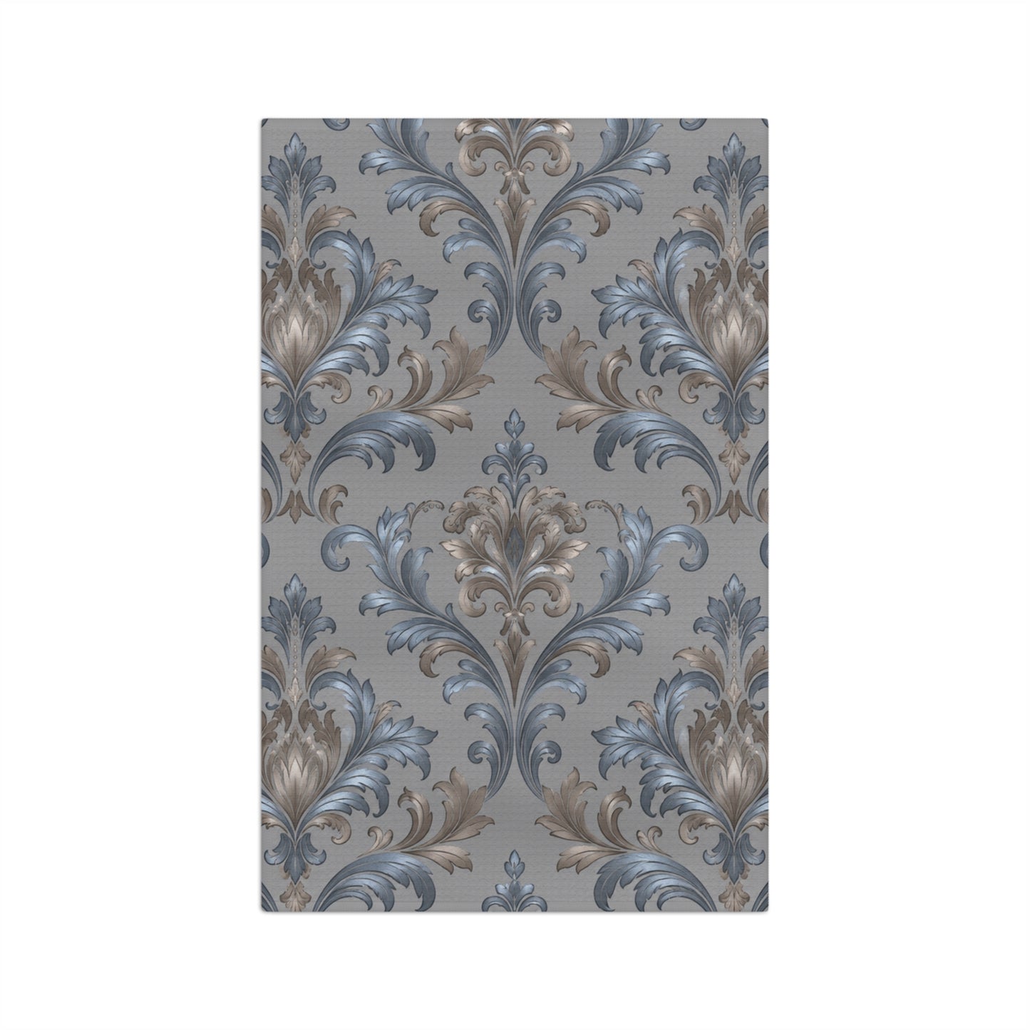 Elegant Blue Gray Damask Motif Microfiber Tea Towel – Kitchen Linen