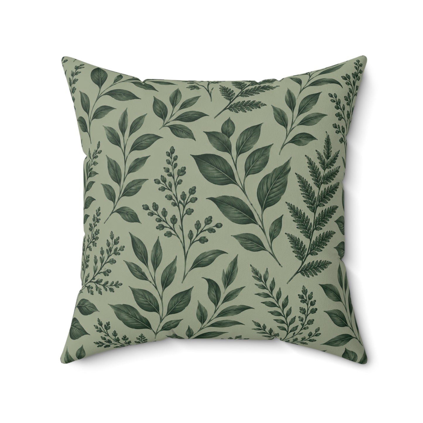 Botanical Green Leaf Throw Pillow – Decorative Cushion