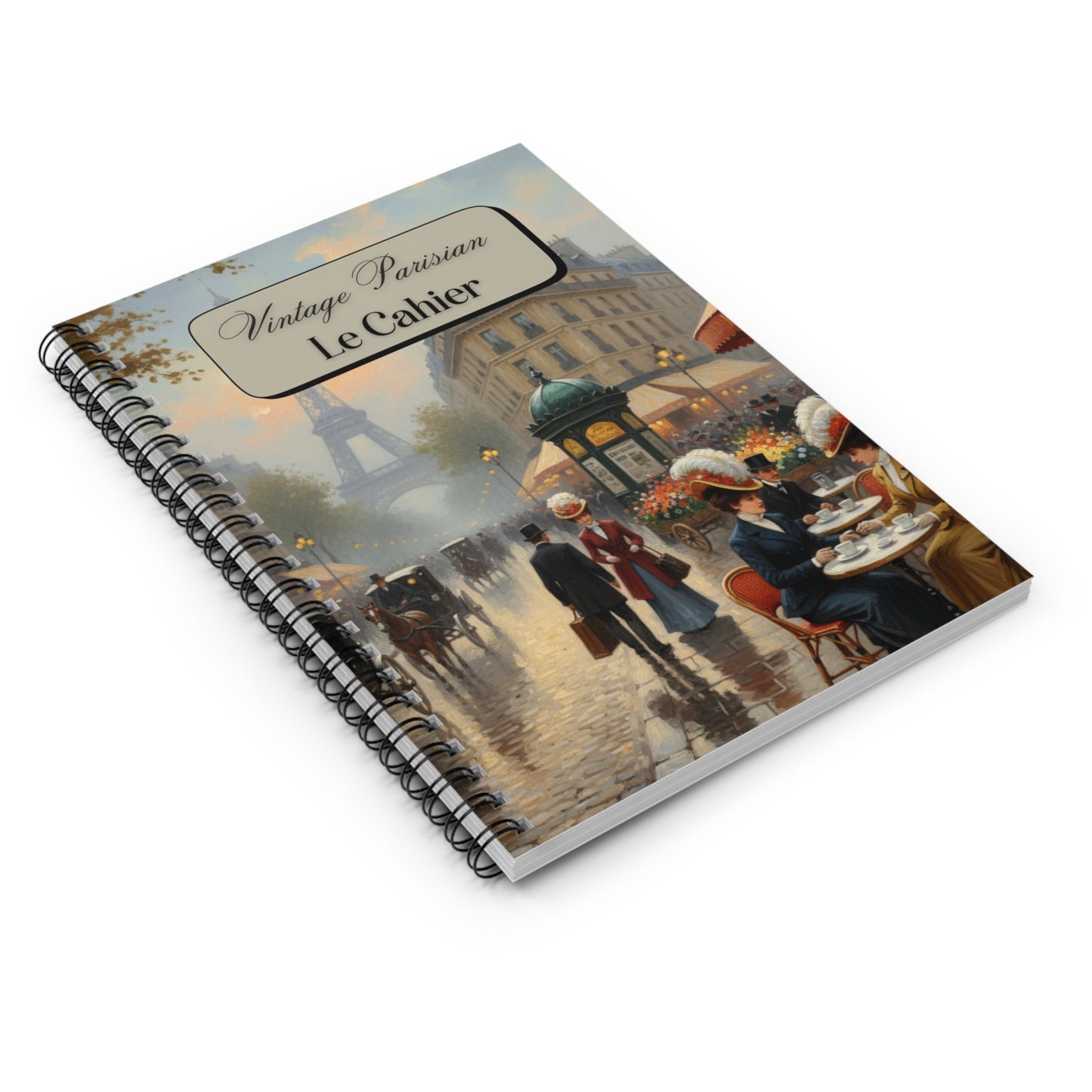 Vintage Parisian Spiral Notebook - Ruled Line
