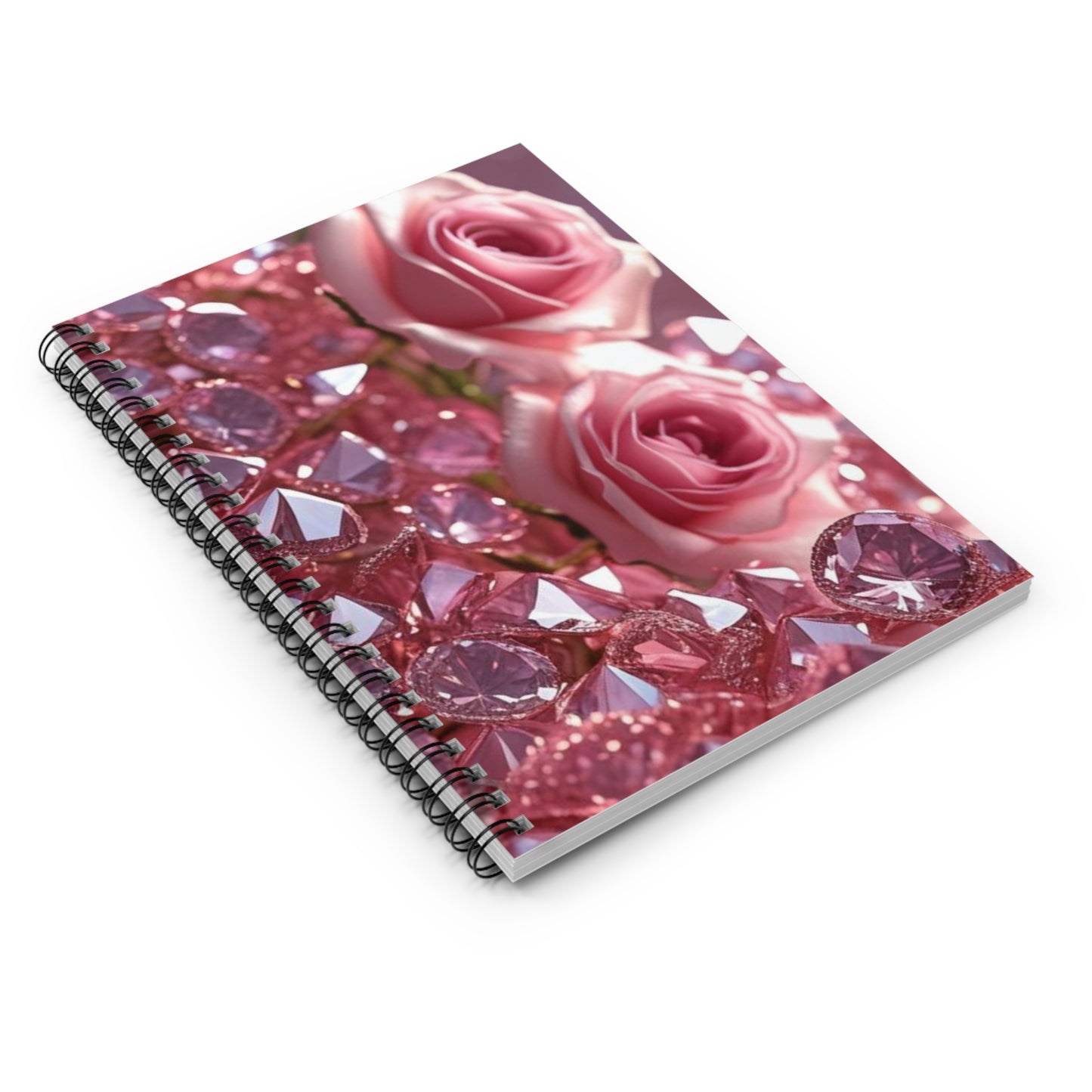 Pink Diamond & Petals Spiral Notebook - Ruled Line