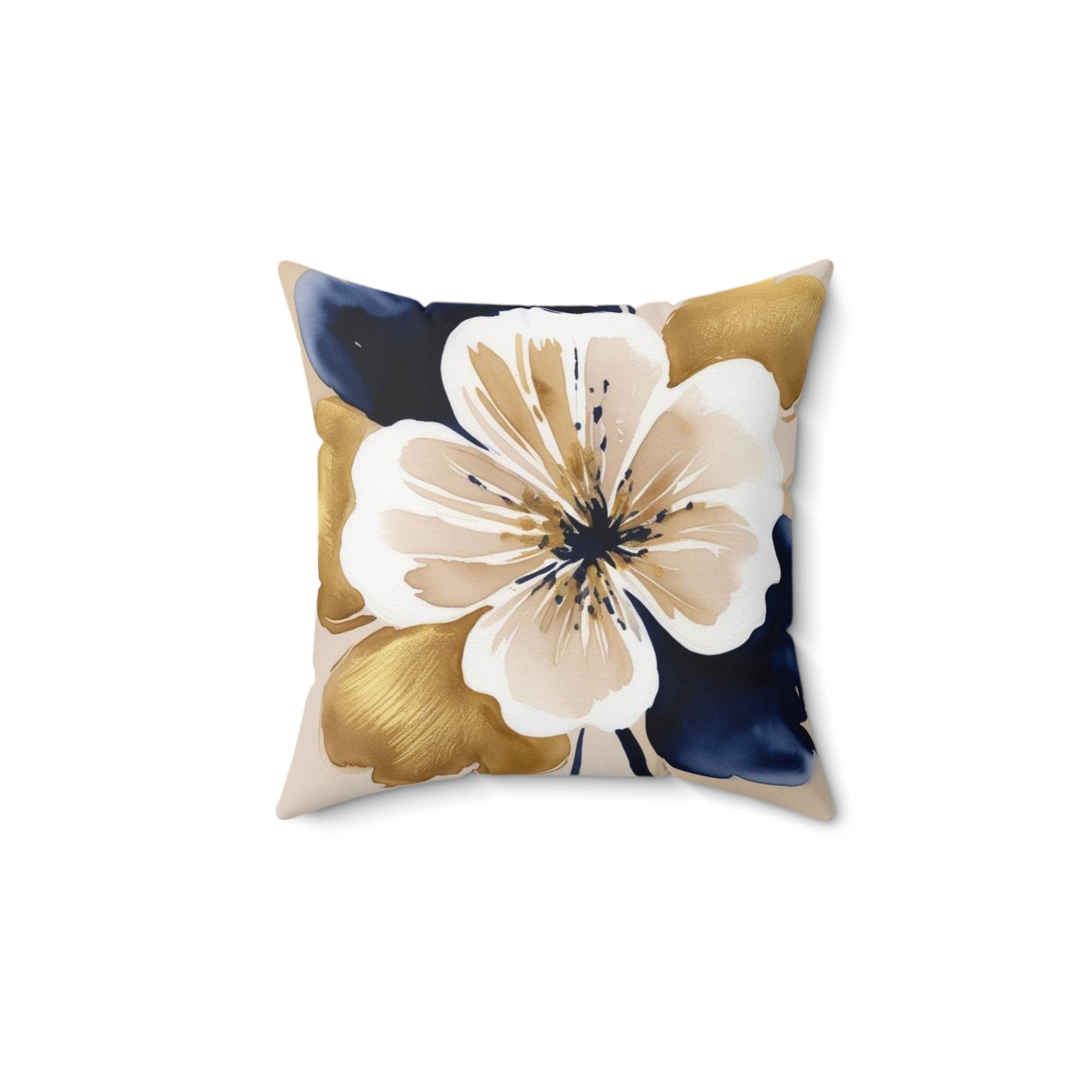 Abstract Floral Faux Suede Square Pillow