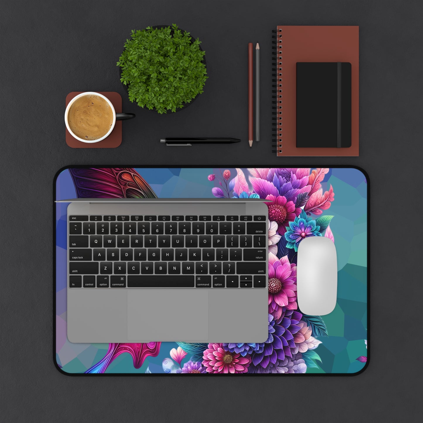 Butterfly Bloom Desk Mat — Vibrant Floral RGB Mousepad for Gamers & Creatives