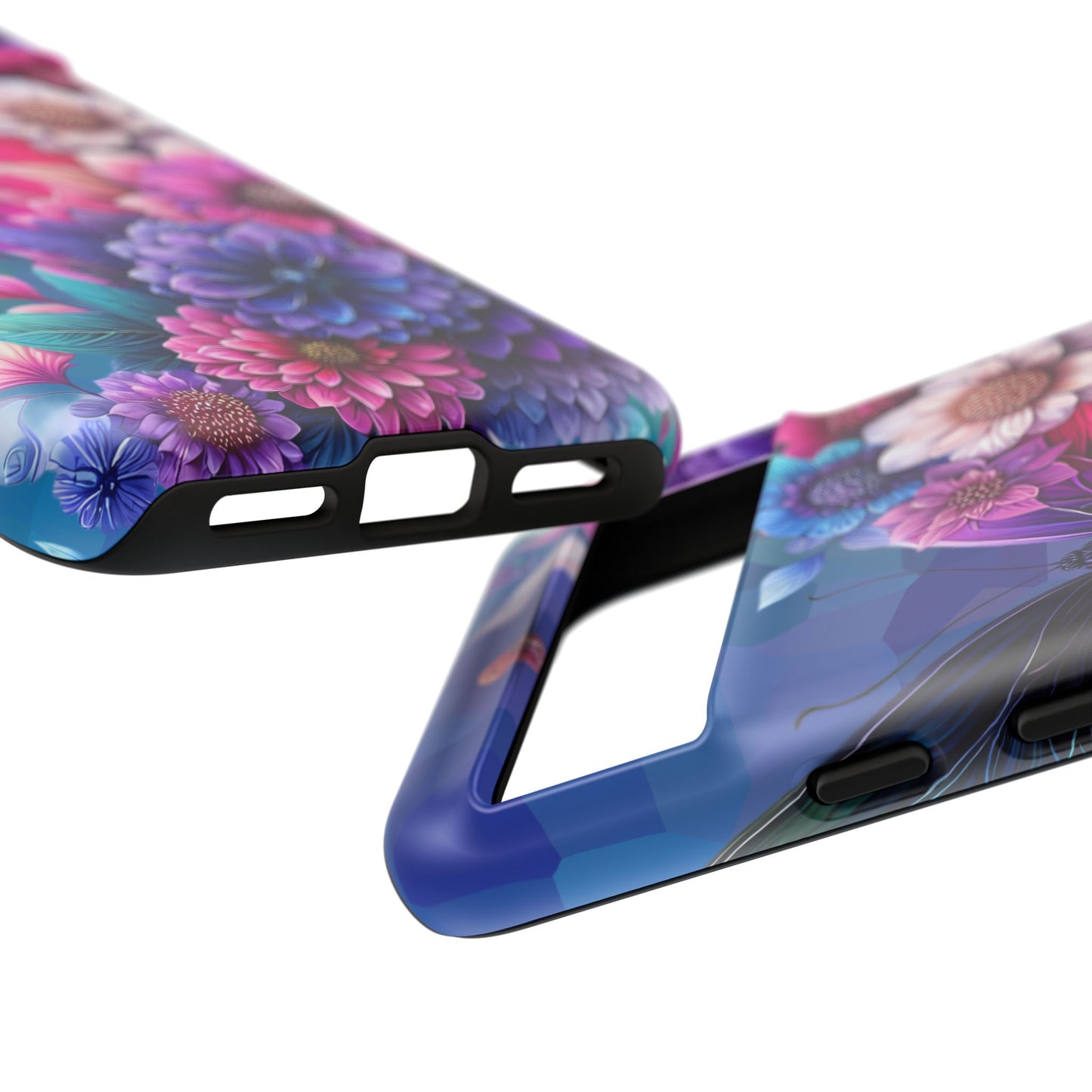Butterfly Bloom Tough Phone Case — Vibrant Purple Blossom Protective Cover