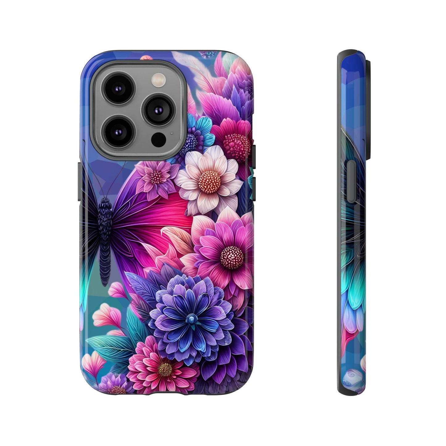 Butterfly Bloom Tough Phone Case — Vibrant Purple Blossom Protective Cover