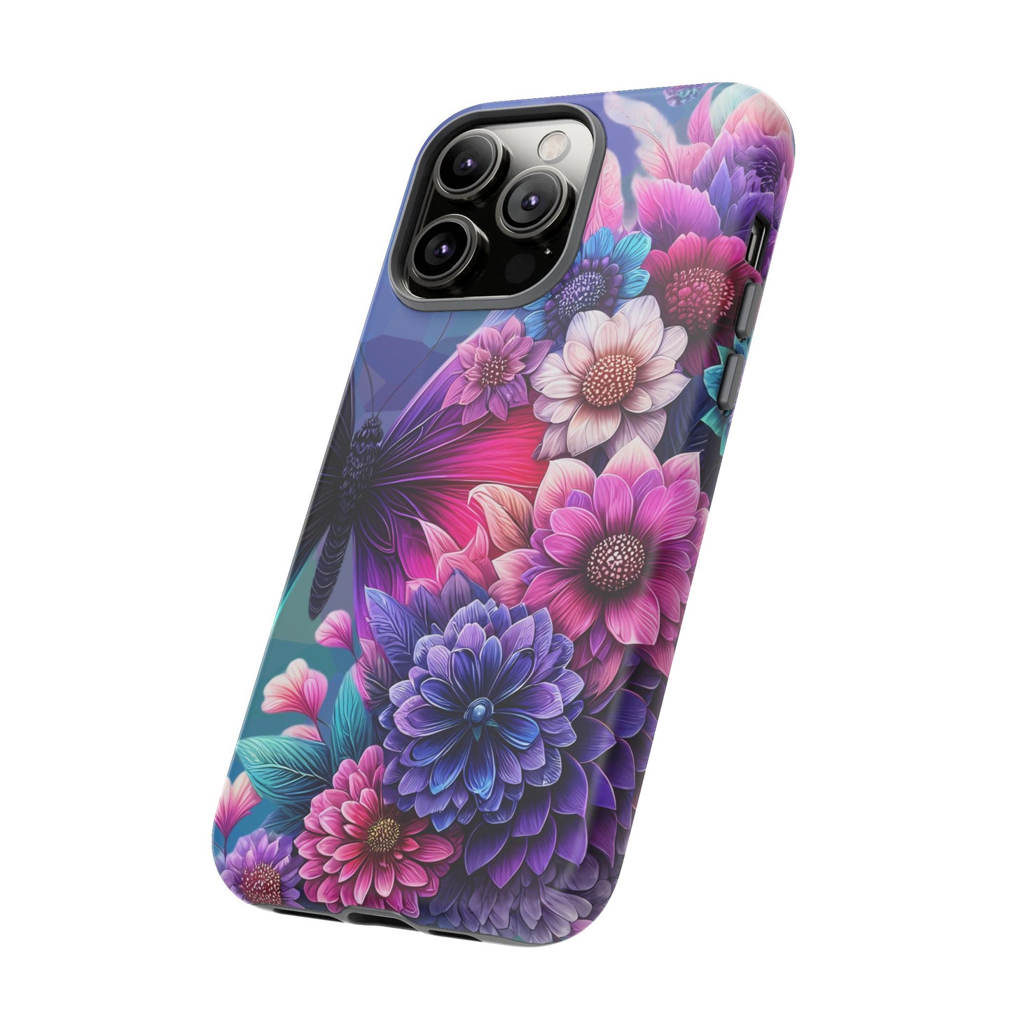Butterfly Bloom Tough Phone Case — Vibrant Purple Blossom Protective Cover