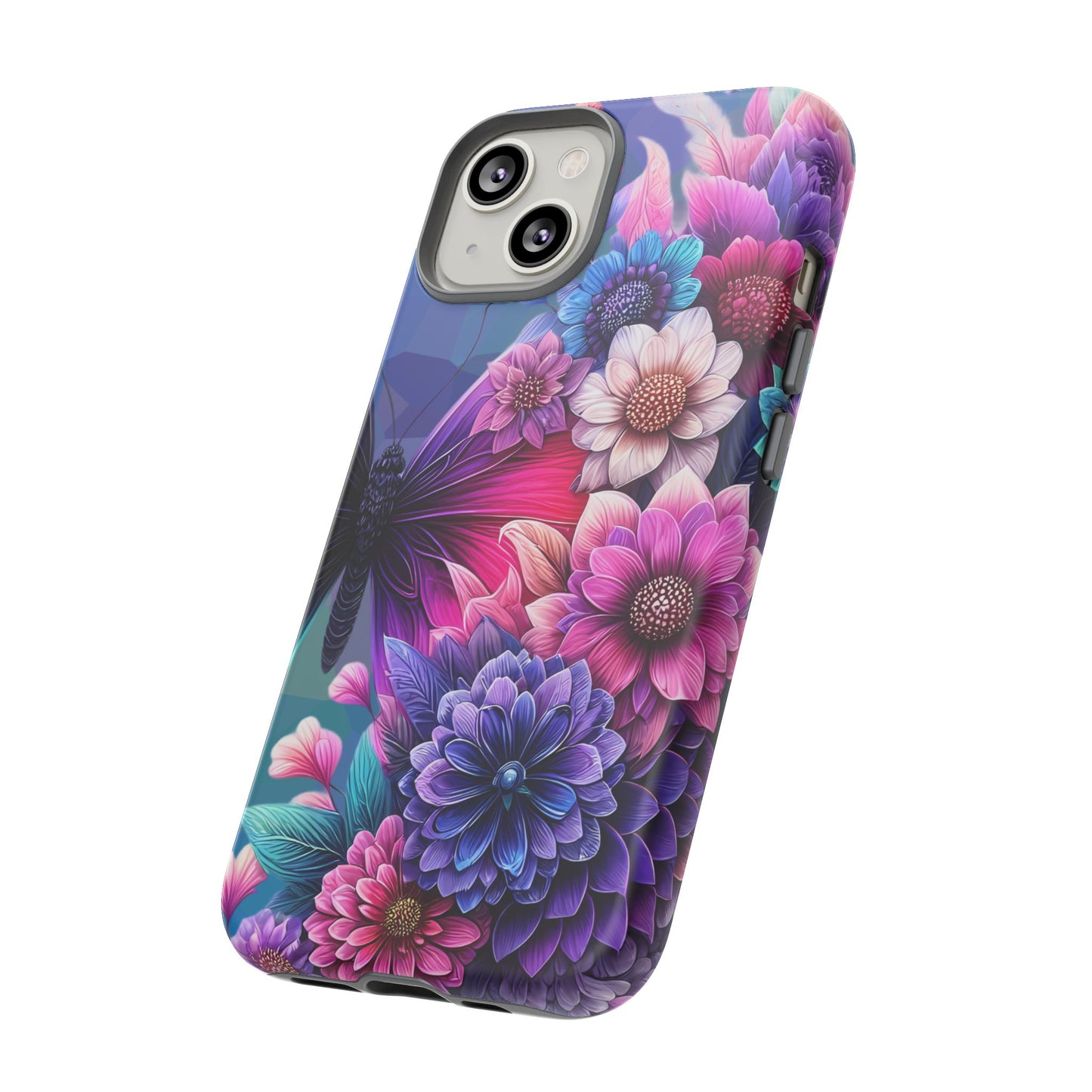Butterfly Bloom Tough Phone Case — Vibrant Purple Blossom Protective Cover