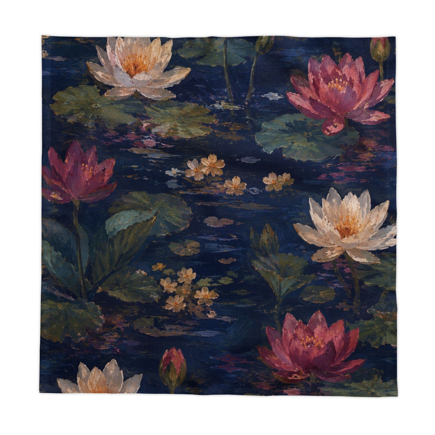 Dark Blue Lotus Pond -  Botanical Table Linen
