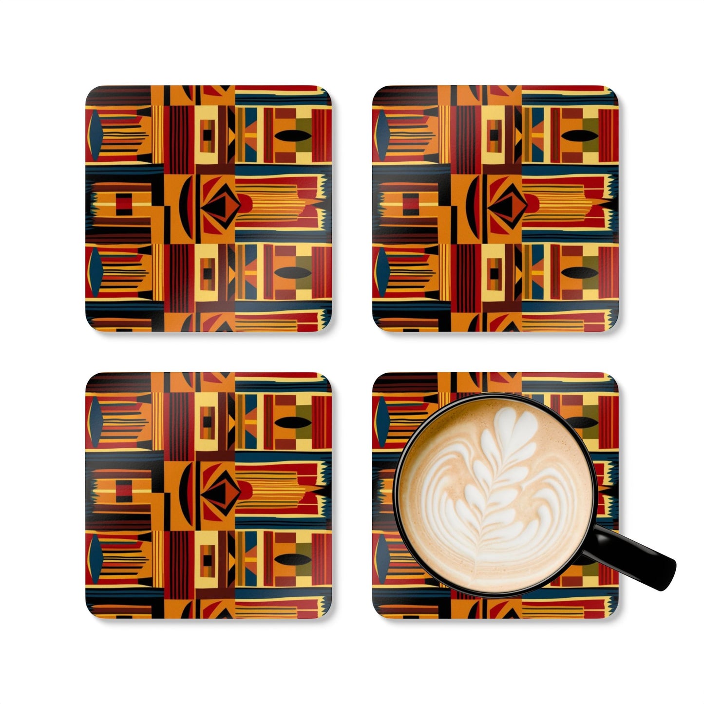 African Canvas 2 Corkwood Coaster Set