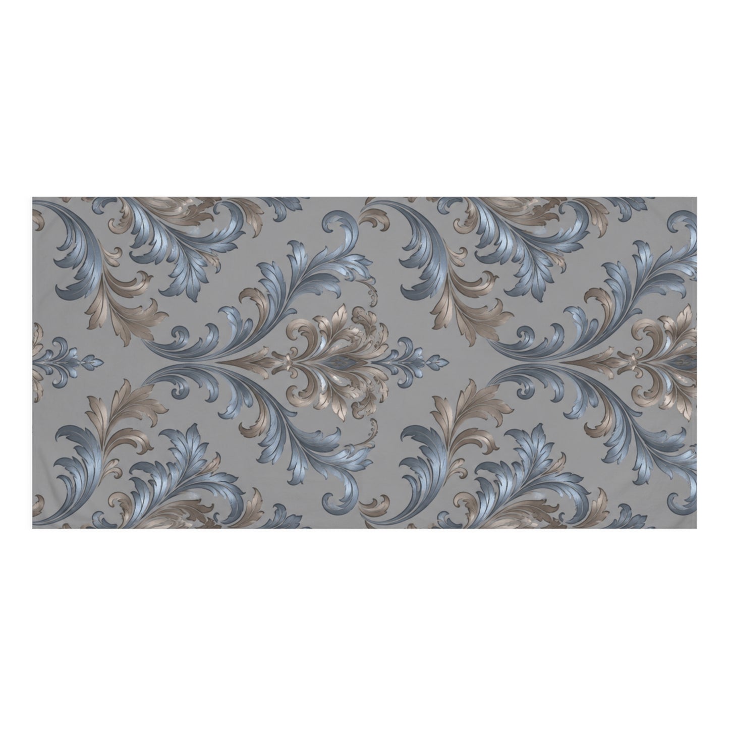 Elegant Blue Gray Damask Mink Cotton Towel