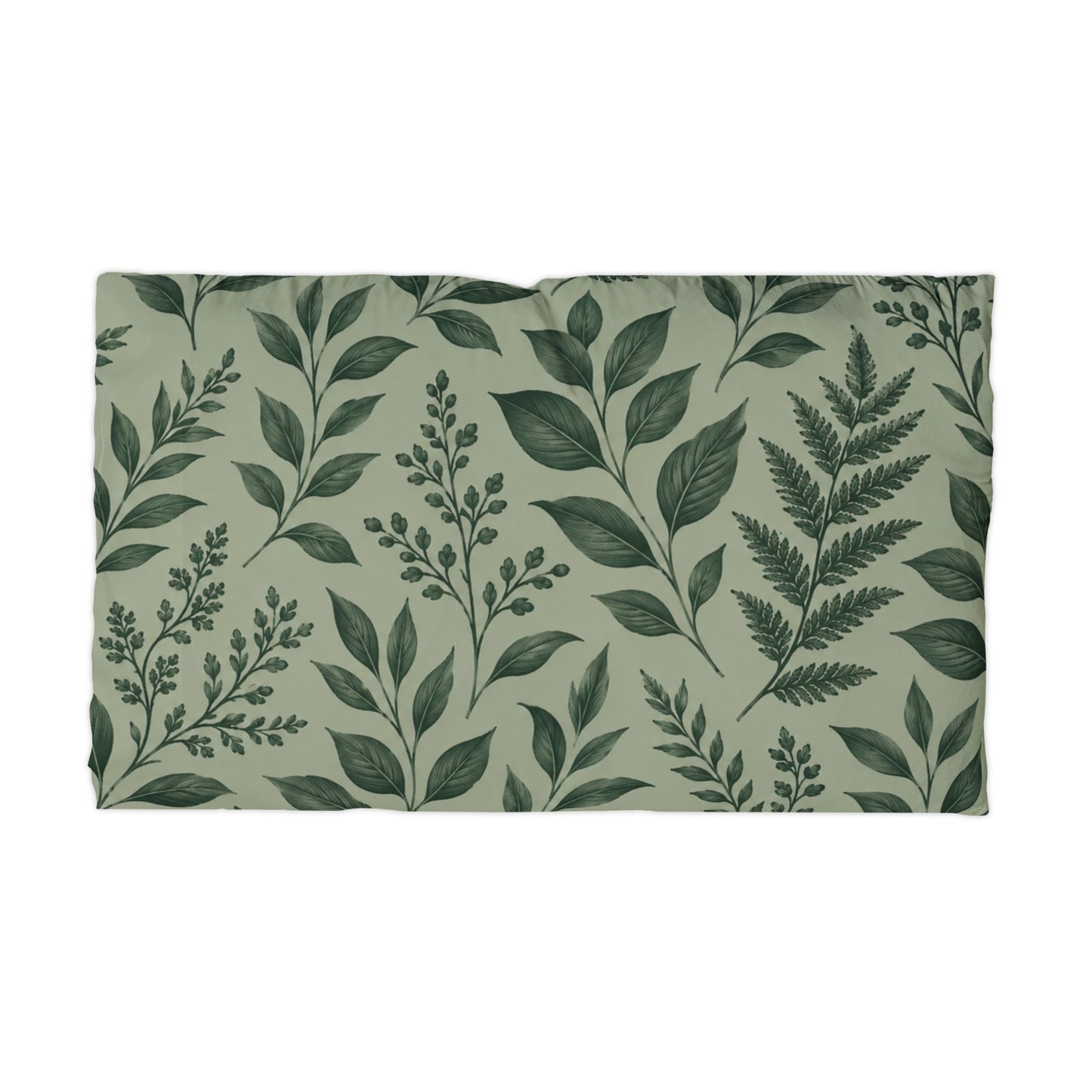 Botanical Green Leaf Microfiber Pillowcase — Leaf Pattern Decorative Pillowcase
