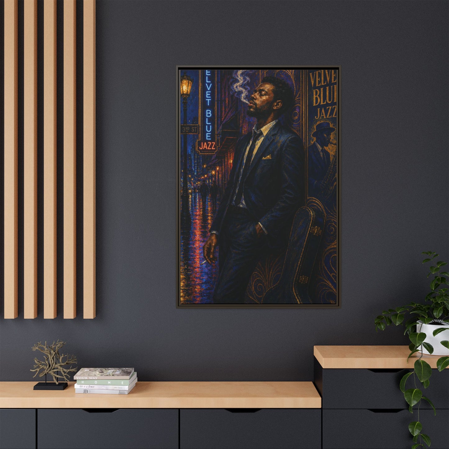 After the Gig Framed Retro Jazz Music Canvas Print