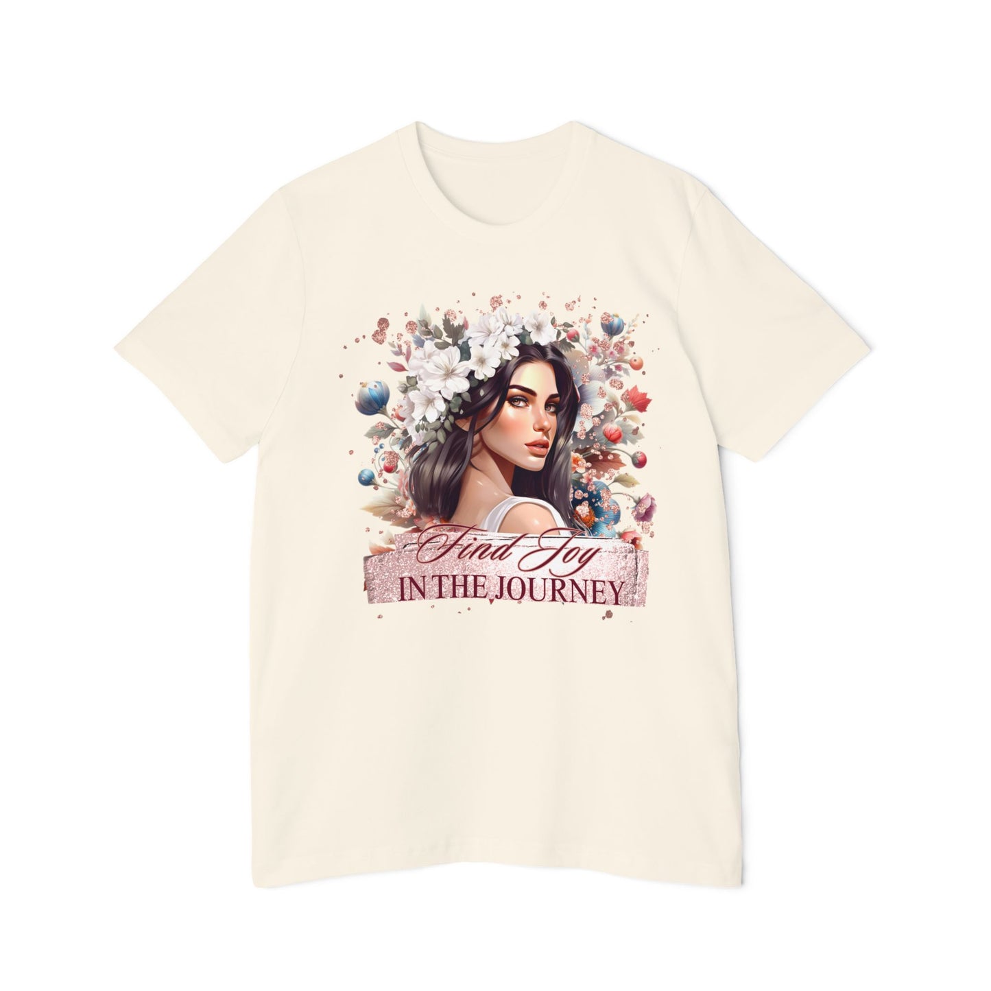 Portrait Graphic T-Shirt 'Find Joy in the Journey' Floral Portrait T-Shirt