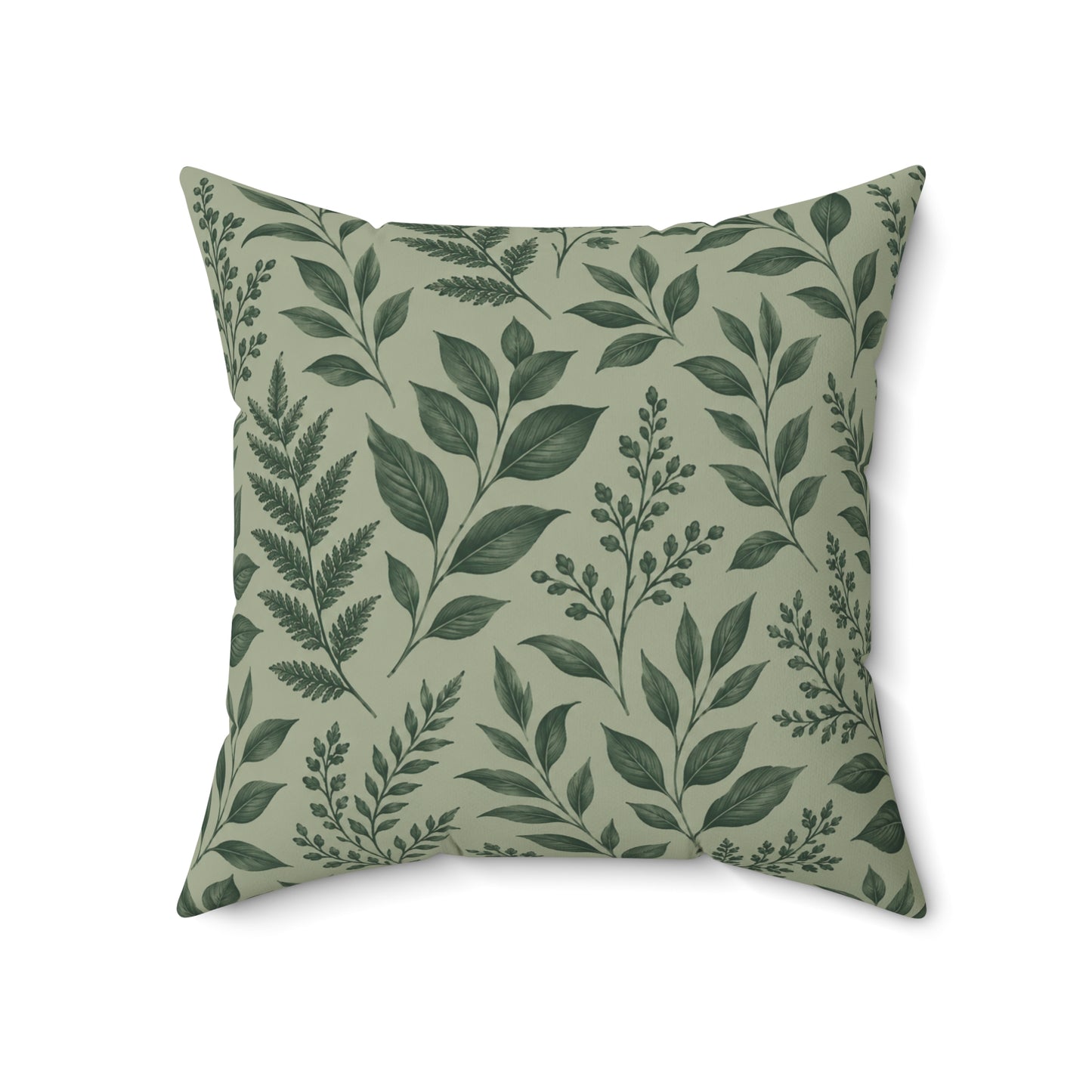 Botanical Green Leaf Throw Pillow – Decorative Cushion