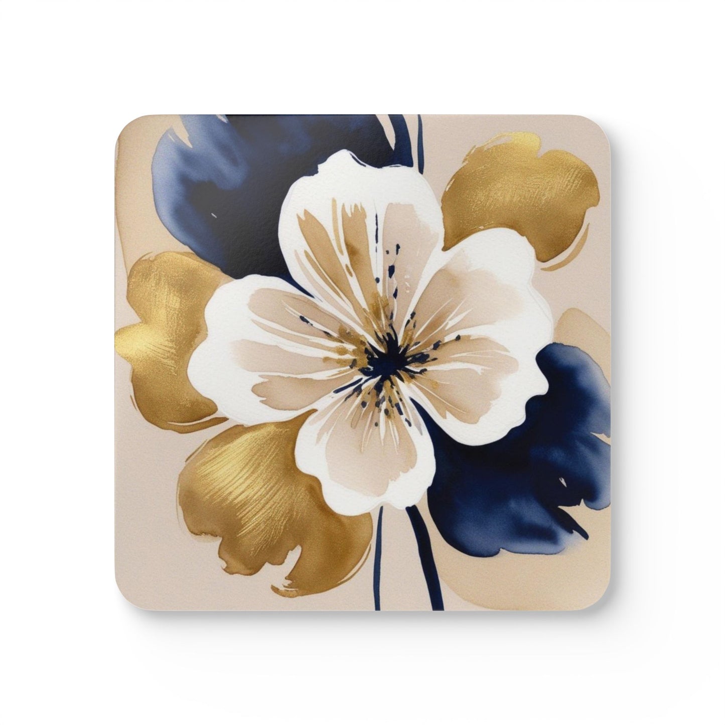 Abstract Floral Corkwood Coaster Set