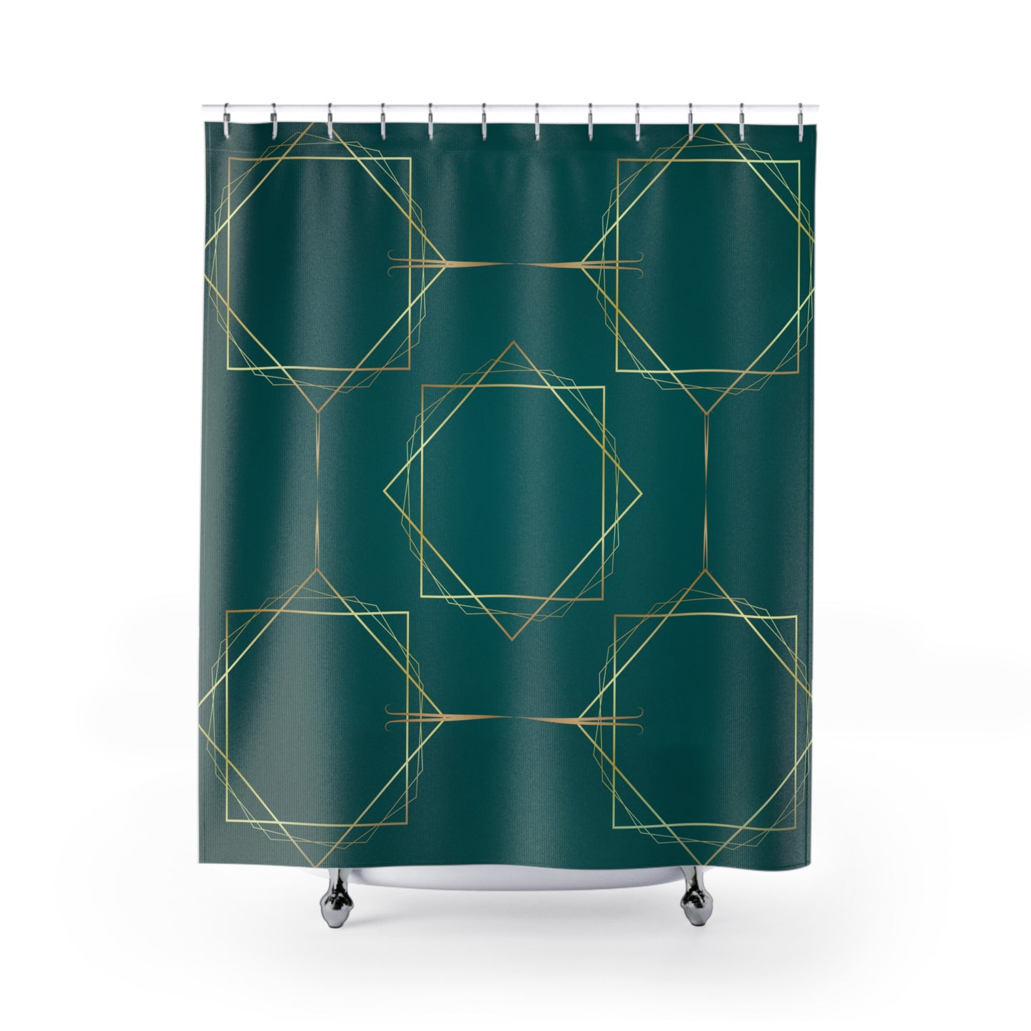 Gilded Elegance (Dark Teal) Shower Curtains