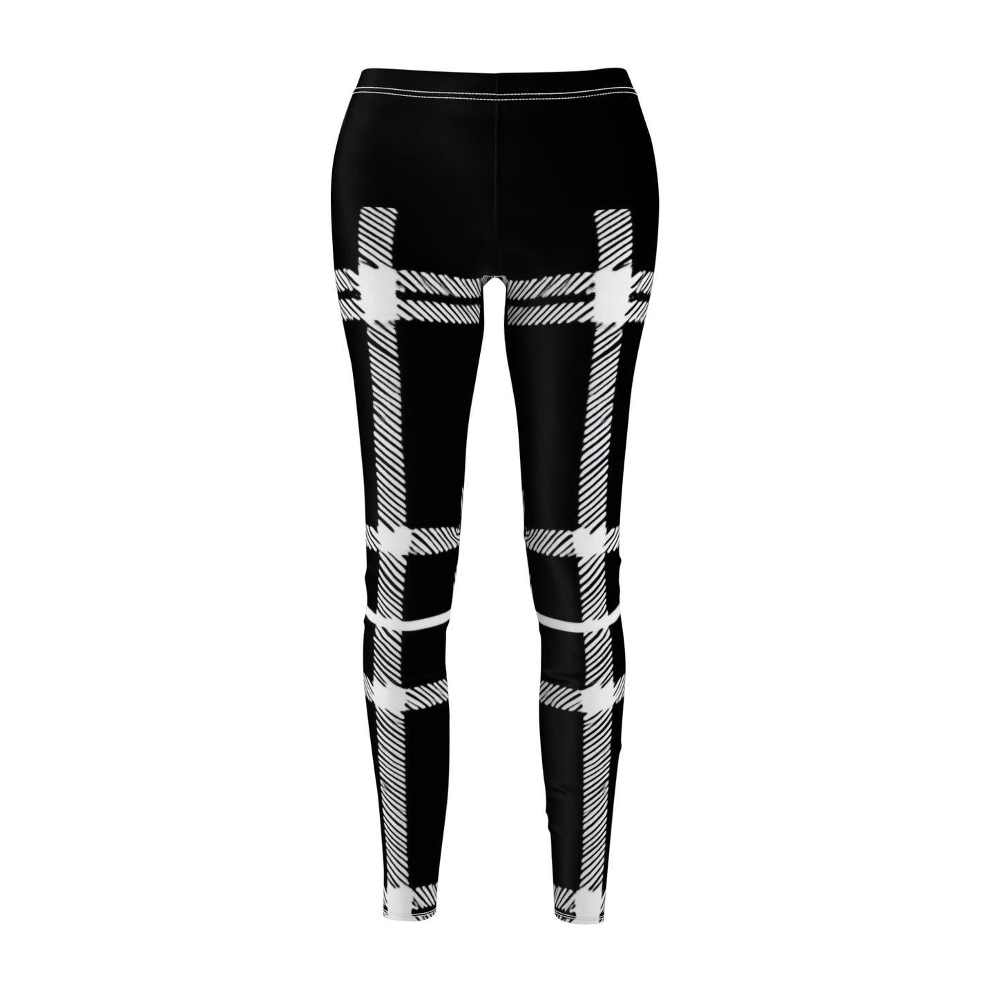 Black/White Women's Cut & Sew Casual Leggings (AOP)