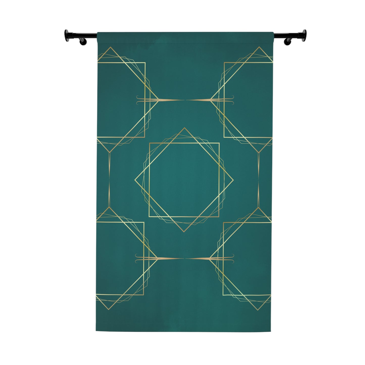 Gilded Elegance (Dark Teal) Blackout Window Curtains (1 Piece)