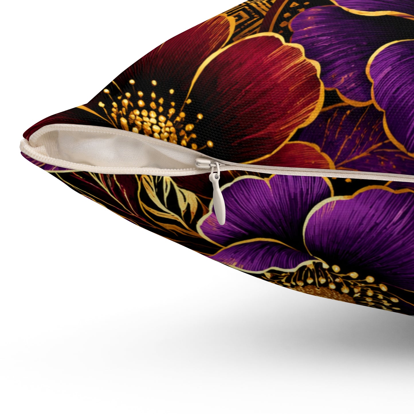 Zuri Garden Decorative Pillow — Rich Burgundy & Purple Garden Accent