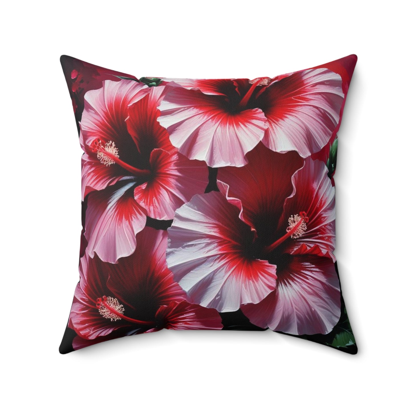 Hibiscus Bloom Faux Suede Square Pillow